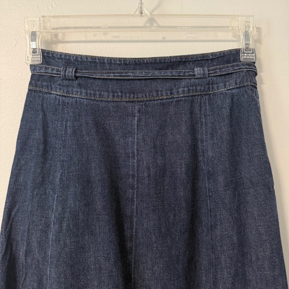 Polo Ralph Lauren Denim Midi Skirt Dark Wash Tie Waist Cotton A-Line Size 2 - Picture 4 of 13